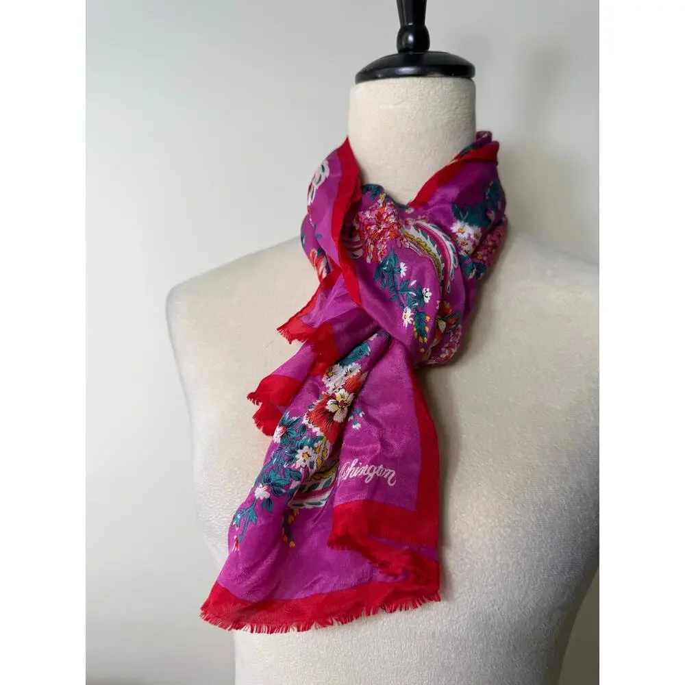 Worthington Vintage Y2K 100% Silk Floral Scarf 52 x 11 Botanical Romantic